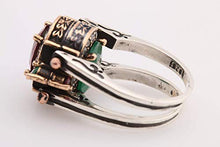 Load image into Gallery viewer, Turkish Handmade Jewelry Reversible Oval Cut Ruby Emerald Jade Topaz 925 Sterling Silver Ladie's Ring All Size
