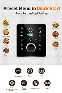 OMORC Habor Air Fryer, 6 Quart Pot & 5.8QT Basket, 1800W Fast Large Hot Air Fryers & Oilless Cooker w/Presets, LED Touchscreen(for Wet Finger)/Roast/Bake/Keep Warm, Suitable for Dishwasher, Nonstick