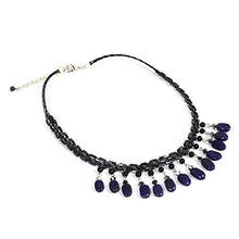 Load image into Gallery viewer, NOVICA Lapis Lazuli Stainless Steel Beaded Necklace, 17" 'Raindrops'
