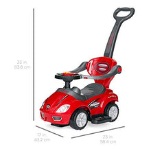 Load image into Gallery viewer, Best Choice Products Kids 3-in-1 Push and Pedal Car Toddler Ride On w/ Handle, Horn, Music - Red
