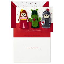 Load image into Gallery viewer, Hallmark Signature Valentine&#39;s Day Card for Kids with Finger Puppets (Princess, Knight, Dragon)
