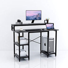 Load image into Gallery viewer, Computer Desk with Shelves - Writing Study Desk with Monitor Stand Shelf/Bookshelves/CPU Stand,Modern Study Table Stable Metal Frame Student Desk for Small Space Home Office Workstation(Black)
