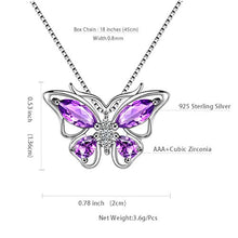 Load image into Gallery viewer, Aurora Tears 925 Sterling Silver Purple Butterfly Pendants Women Crystal Butterflies Jewelry Girls Cute Animal Necklace Dating Gift DP0013P
