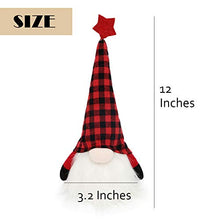 Load image into Gallery viewer, EDLDECCO Christmas Gnome with Light Timer 12 Inches Set of 2 Plaid Buffalo Check Nisse Figurine Plush Swedish Nordic Tomte Scandinavian Elf X'Mas Holiday Party Home Decor Ornaments (Red &amp; Black)
