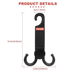 4Pcs Car Headrest Hooks - Car Hooks for Purses and Bags - Double-Hook Design Car Seat Hooks Handbag Hook Holder Car Hook Holder for Purses Bags Umbrellas Outerwear Bottle