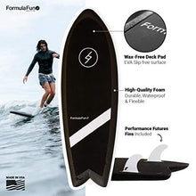 Load image into Gallery viewer, Formula Fun Shortboard Fish 5'3", Durable, Waterproof, and Flexible Foam Surfboard, Made in The USA, 100% Recyclable (Black Magic)

