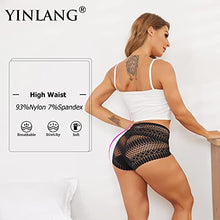 Load image into Gallery viewer, YINLANG Women's Lace Underwear High Waisted Sexy Boy Short Panties Hipster Briefs 4 Pack
