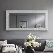 Load image into Gallery viewer, Mosaic Style Full Length Mirror Standing Hanging or Leaning Against Wall, Large Rectangle Free Standing Full Body Dressing Mirror, Wall-Mounted / Floor Mirror for Living Room - 31.5"W x 65.5"H, Silver
