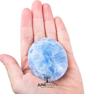 June&Ann Natural Celestite Palm Stones, Healing Gemstone Therapy Worry Crystal Stones for Meditation Chakra Balancing Collection, Irregular Shape