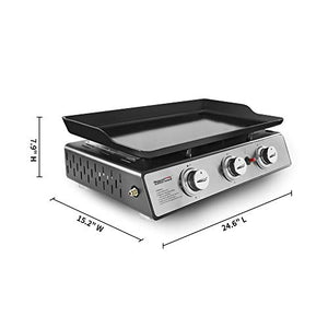 Royal Gourmet PD1301S 24-Inch 3-Burner Portable Table Top Gas Grill Griddle, 25,500 BTUs, 24 inch, Black
