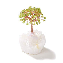 Load image into Gallery viewer, KALIFANO Natural Mini Peridot (100+ Gemstone Count!) Chakra Crystal Tree with Quartz Cluster Base - Bonsai Feng Shui Money Tree for Stress Relief and Inner Growth
