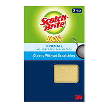 Load image into Gallery viewer, Scotch-Brite Dobie Cleaning Pads, Ideal for Washing Dishes, Cleaning Kitchen and Bathroom, Scours Without Scratching, 3 Pads
