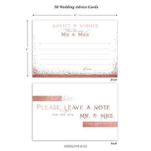 Load image into Gallery viewer, 50 Rose Gold Wedding Advice Cards - Well Wishes for Bride &amp; Groom - Perfect Guest Book Alternative, Bridal Shower Games, Wedding Decorations for Reception, Marriage Advice for Mr &amp; Mrs
