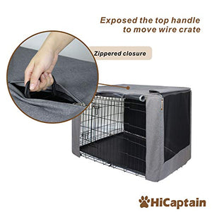 HiCaptain Folding Metal Dog Crate Cover for 36 Inch Wire Pet Cage(Two-Tone Gray)