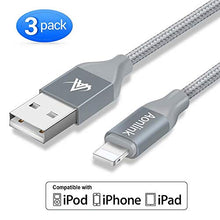 Load image into Gallery viewer, iPhone Charger, FIFADE 3Pack Nylon Braided Lightning Cable Charging Cord USB Cable Compatible with iPhone 11Pro 11Pro MAX Xs MAX XR X 8 7 6S 6 Plus-Gray
