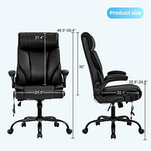 Load image into Gallery viewer, Office Chair Ergonomic Desk Chair PU Leather Computer Chair with Lumbar Support Flip up Armrest Task Chair Rolling Swivel Executive Chair for Women Adults(Black)
