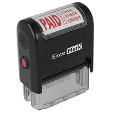 Load image into Gallery viewer, Paid Cash Check Credit - ExcelMark Self-Inking Rubber Stamp - A1539 Red Ink
