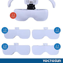 Load image into Gallery viewer, YOCTOSUN LED Head Magnifier, Rechargeable Hands Free Headband Magnifying Glass with 2 Led, Professional Jeweler&#39;s Loupe Light Bracket and Headband are Interchangeable
