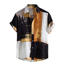 Load image into Gallery viewer, ZHUER Men's Cotton Linen Shirts Short Sleeve Summer Floral Button Down Hawaiian Shirt Relaxed-Fit Vintage Casual Beach Tops, Large B Yellow
