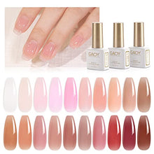 Load image into Gallery viewer, GAOY 23 Pcs Jelly Gel Nail Polish Kit, Nude Clear Pink Colors Gel Polish Set with Glossy &amp; Matte Top Coat and Base Coat for Nail Art DIY Manicure and Pedicure at Home
