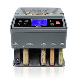 Cassida C300 Professional USD Coin Counter, Sorter and Wrapper/Roller | 35% Faster Wrapping Coins with Quickload Technology | 300 Coins/Minute | Printing-Compatible | Includes 5 Wrapper Sets