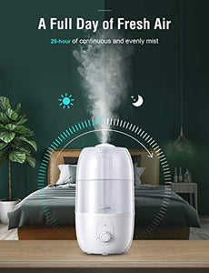 Ultrasonic Humidifier for Bedroom, Kealive 30-Hour Cool Mist Humidifier(2.7L/0.7G), Baby-Safe Auto-Shutoff, Whisper Quiet, 3-Level Mist Output, Rapid Humidification Effect, Dirt-Resistant Nano Coating