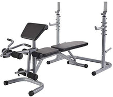 Load image into Gallery viewer, BalanceFrom RS 60 Multifunctional Workout Station Adjustable Olympic Workout Bench with Squat Rack, Leg Extension, Preacher Curl, and Weight Storage, 800-Pound Capacity, Gray
