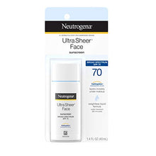 Load image into Gallery viewer, Neutrogena Ultra Sheer Liquid Daily Facial Sunscreen with Broad Spectrum SPF 70, Non-Comedogenic, Oil-Free &amp; PABA-Free Weightless UVA/UVB Sun Protection, 1.4 fl. oz
