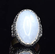 Load image into Gallery viewer, Sterling Silver Men Ring, Natural Moonstone Rainbow Stone, Free Express Shipping
