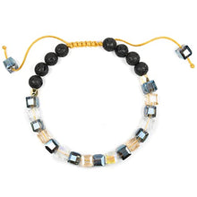 Load image into Gallery viewer, Crystal glass beads bracelet with 6mm lava essential oil diffuser rock, adjustable, for women, gemstone crystal stone bead woman bracelets, women's beaded, anxiety relief sparkly clear healing jewelry
