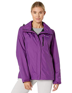 Columbia Women's Pouration Waterproof Rain Jacket, Wild Iris, Large