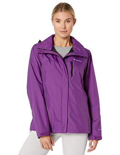 Columbia Women's Pouration Waterproof Rain Jacket, Wild Iris, Large