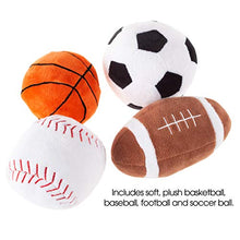 Load image into Gallery viewer, Hey! Play! My First Sports Bag Playset- Plush Soccer, Baseball, Basketball &amp; Football for Babies, Infants &amp; Toddlers- Gift Set with Storage Bag
