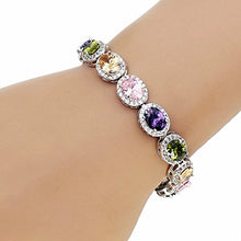 Load image into Gallery viewer, Oval Ladies Tennis Bracelet Garnet White Topaz Amethyst Citrine Peridot Pink Topza 7 inch (Multi Genstones)
