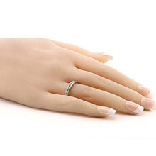 Load image into Gallery viewer, Gem Stone King 925 Sterling Silver Green Simulated Emerald and White Created Sapphire Anniversary Wedding Band Ring For Women (0.48 Cttw, Available 5,6,7,8,9) (Size 7)

