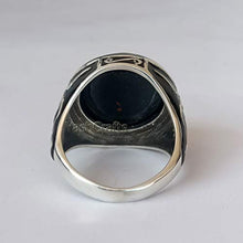 Load image into Gallery viewer, Blood Stone Ring For Mens / 925 Silver Statement Ring/Natural BloodStone Round Cab Gemstone Ring/Arabic Style Ring For Mens/Handmade Jewelry, Gift for Mens
