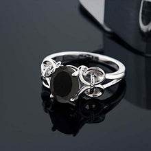 Load image into Gallery viewer, Gem Stone King 925 Sterling Silver Black Onyx Women&#39;s Engagement Ring (2.60 Cttw Oval 9X7MM) (Size 7)
