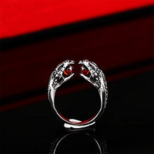 Load image into Gallery viewer, PAMTIER Men's Stainless Steel Gothic Punk Cobra Snake Ring with Ruby Gemstone Size 7
