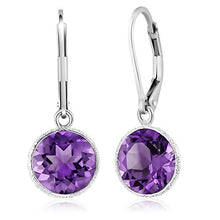 Load image into Gallery viewer, Gem Stone King 925 Sterling Silver Purple Amethyst Leverback Dangle Earrings For Women 8.00 Ctw Beautiful Gemstone Birthstone
