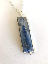 Load image into Gallery viewer, Kyanite Necklace, Raw Blue Kyanite, Silver Electroplated Setting, Statement Necklace, Healing Gemstone.
