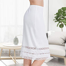 Load image into Gallery viewer, Half Slips for Women Underskirt Dress Extender Lace Trim Knee Length Midi Skirt 19-26" Length White Large
