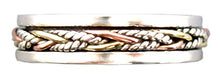 Load image into Gallery viewer, Energy Stone Twine 5.5 mm Narrow Band Tri-Color Sterling Silver Meditation Spinner Ring (Style US40) (8)
