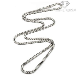14K White Gold 2.5mm Solid Franco Chain, FREE Microfiber Cloth, Square Box Link Necklace, Giorgio Bergamo (24)