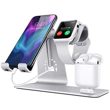 Load image into Gallery viewer, Bestand3 in 1 Apple iWatch Stand, Airpods Charger Dock, Phone Desktop Tablet Holder for Airpods, Apple Watch/ iPhone X/8 Plus/8/ 7 Plus/ iPad, Silver(Patenting, Airpods Charging Case NOT Included)
