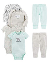 Load image into Gallery viewer, Simple Joys by Carter's Unisex Babies' 6-Piece Neutral Bodysuits (Short and Long Sleeve) and Pants Set, Grey/Mint Green, Lamb/Elephant, Newborn
