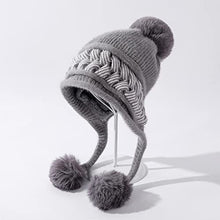 Load image into Gallery viewer, HUAMULAN Women Winter Beanie Hat Earflap Peruvian Warm Slouchy Fleece Lined 3 Pom Poms Knit Cap Sherpa Fluffy Ski Hats
