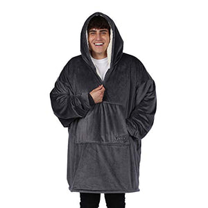 THE COMFY Original Quarter Zip | Oversized Microfiber & Sherpa Wearable Blanket with Zipper, Seen On Shark Tank, One Size Fits All Charcoal