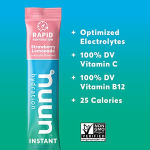 Nuun Instant: Electrolyte Powder Packets for Rapid Hydration, Strawberry Lemonade, 16 Servings