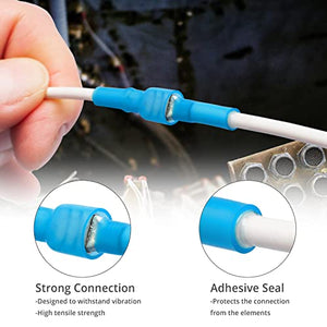 150 PCS Wirefy Female Spade Connectors - Heat Shrink Spade Connector Kit - Quick Disconnect Wire Connectors - Electrical Spade Terminals - Blue 16-14 Gauge