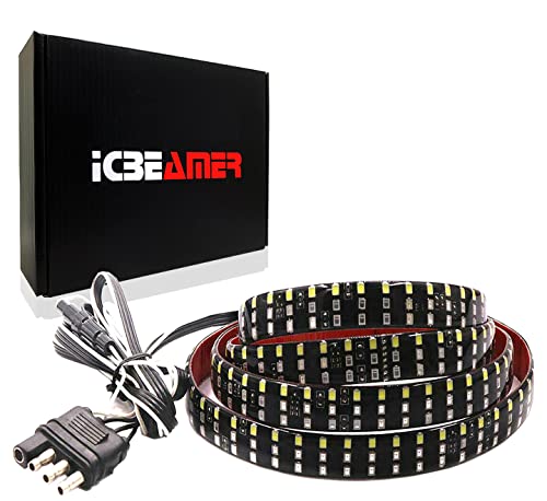 ICBEAMER Triple Row 60 inch 504 pcs LED for Pick up/Truck Tailgate Light Bar Side Bed Light Strip Bar IP67 Waterproof Reverse- 6 Functions Tail/Brake/Sequential/Turn Signals/Reverse/Flashing Lights